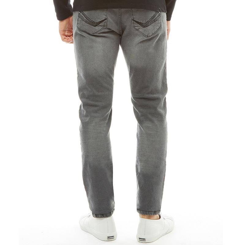 Buy Fluid Mens Skinny Fit Biker Denim Jeans Washed Grey