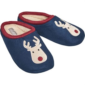 Image of Fluid Mens Reindeer Mule Slippers Navy/Red