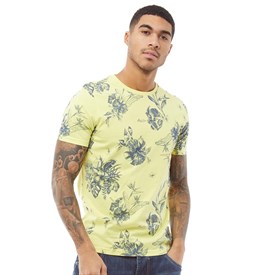 Fluid Heren Hibiscus Aop T Shirt Geel fluid kopen in de aanbieding
