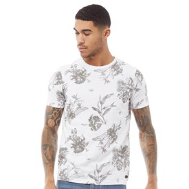Fluid Heren Hibiscus Aop T Shirt Wit fluid kopen in de aanbieding