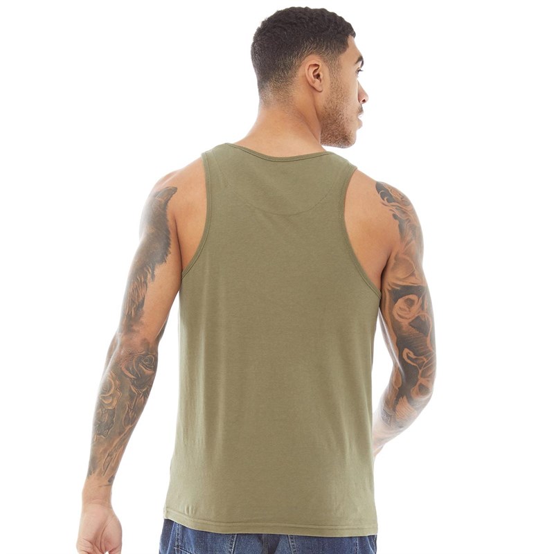 Buy Fluid Mens Muscle Back Vest Burnt Olive