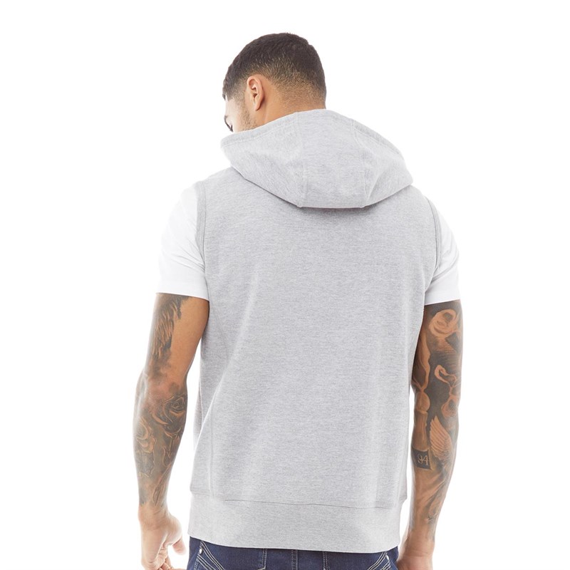 Buy Fluid Mens Fleece Sleeveless Zip Through Hoodie Grey Marl 2946