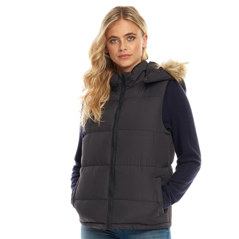 Buy Fluid Womens Hooded Padded Gilet Black