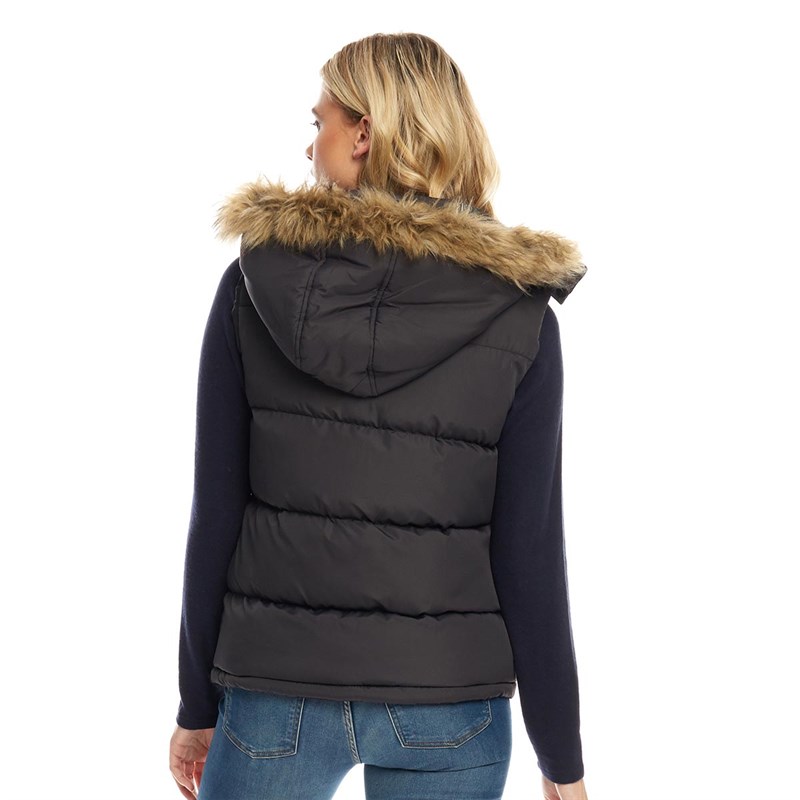 Buy Fluid Womens Hooded Padded Gilet Black
