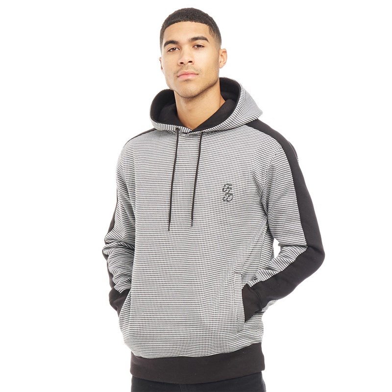 Buy Fluid Mens Houndstooth Check Printed Hoodie Black/White