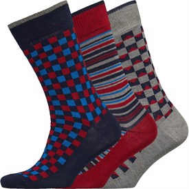 Image of Fluid Mens Three Pack Socks Grey/Navy/Red