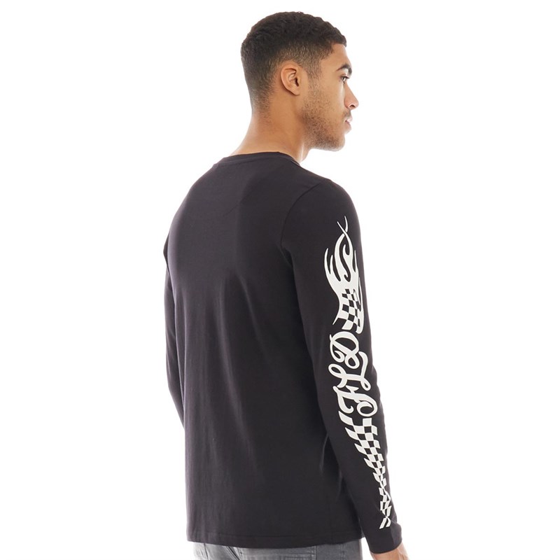 Buy Fluid Mens Printed Sleeve Long Sleeve Top Black
