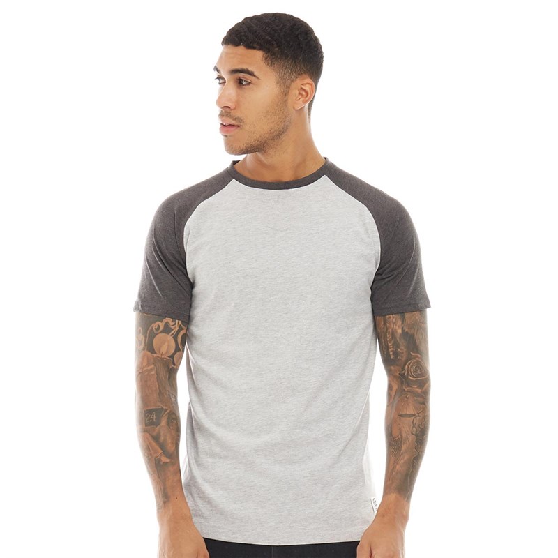 Download Buy Fluid Mens Raglan Sleeve T-Shirt Grey Marl/Charcoal