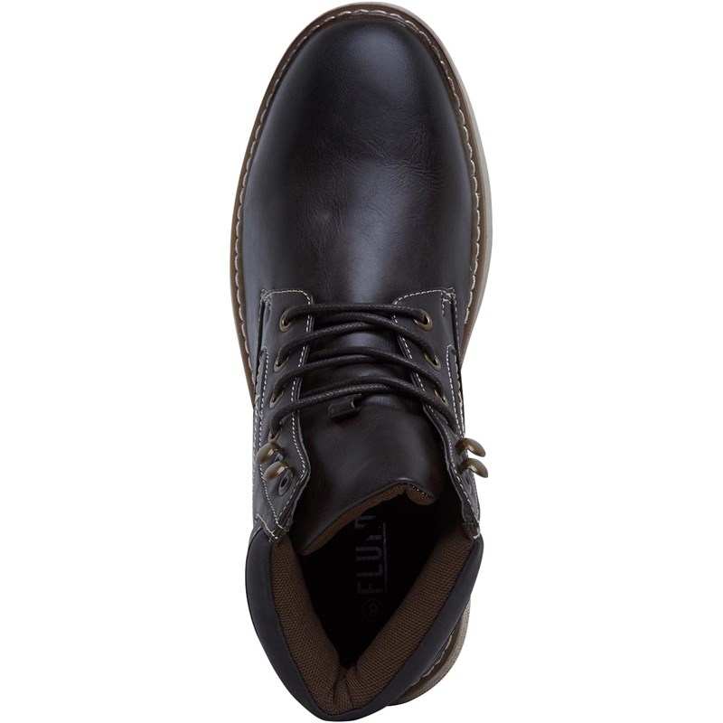 Buy Fluid Mens Mid Top Collar Boots Dark Brown