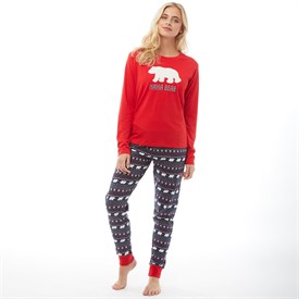 Image of Fluid Womens Bear Novelty Set Red/White/Navy