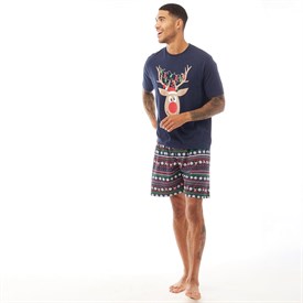 Image of Fluid Mens Christmas Novelty Pyjama Set Navy/Green/Red/White