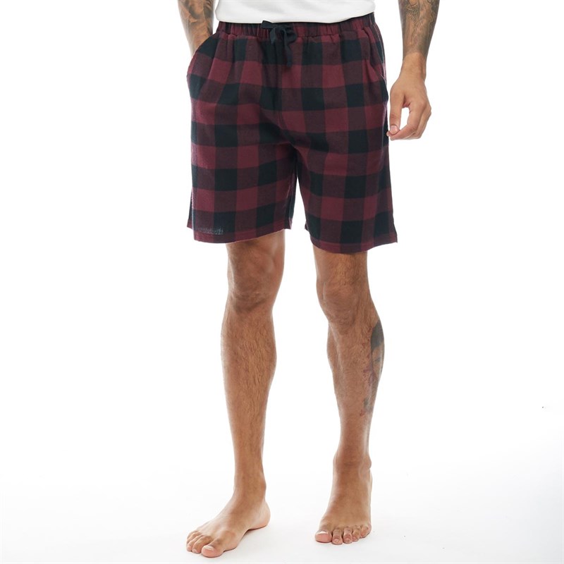 Buy Fluid Mens Woven Shorts Burgundy Check