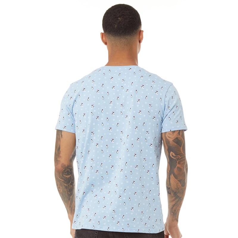 Buy Fluid Mens Penguin Novelty TShirt Light Blue