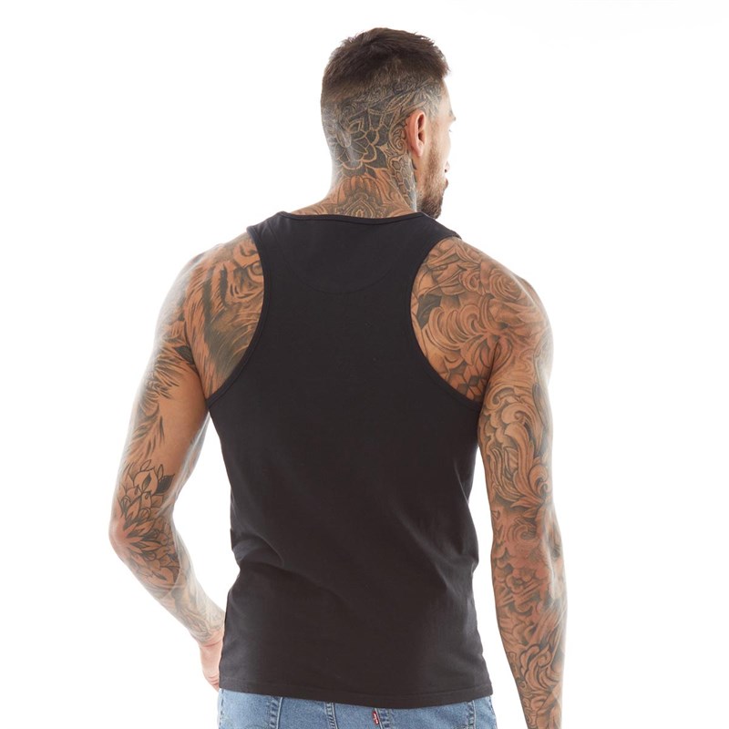Buy Fluid Mens Plain Muscle Back Vest Black