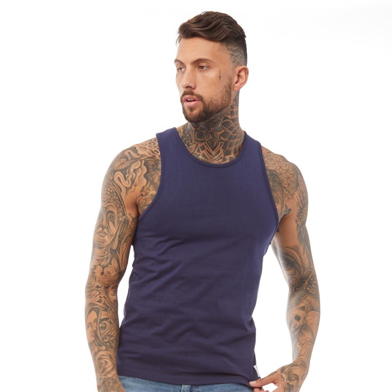 Buy Fluid Mens Plain Muscle Back Vest Navy