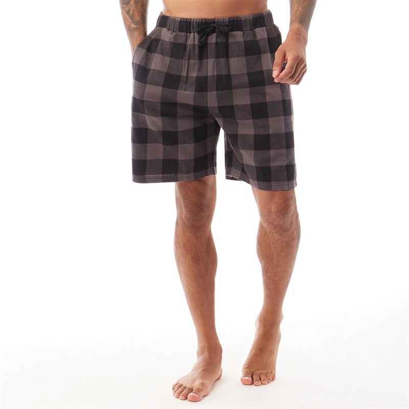 Buy Fluid Mens Check Shorts Black/Grey