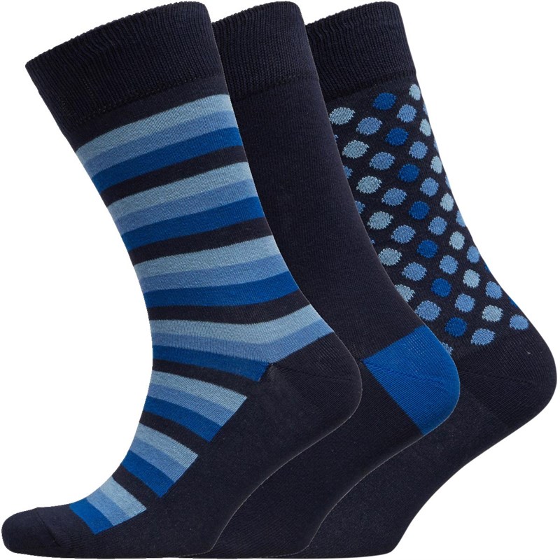 Buy Fluid Mens Three Pack Socks Blue Multi