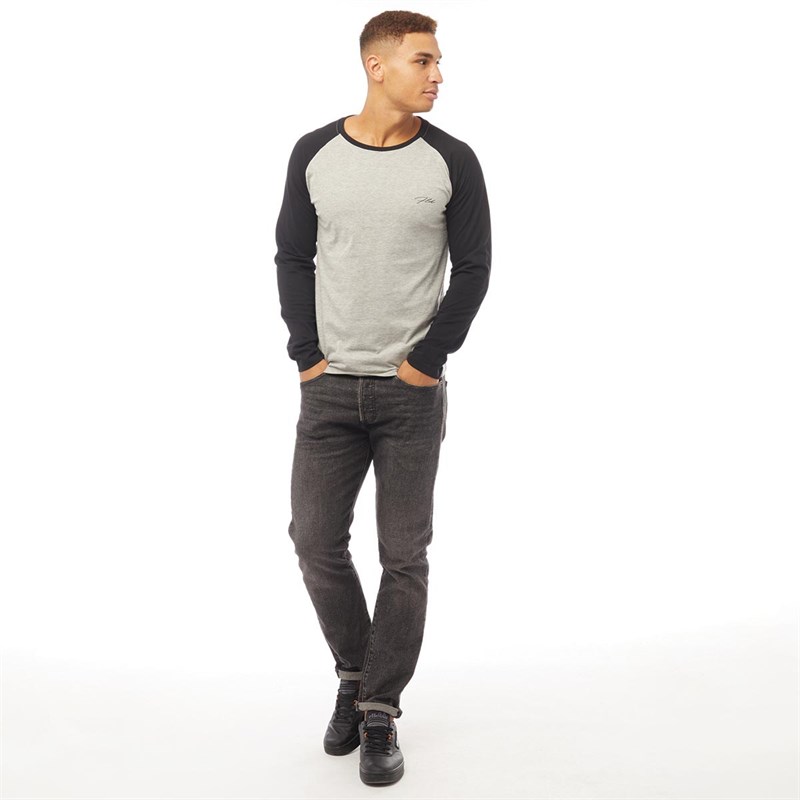 Download Buy Fluid Mens Raglan Sleeve Long Sleeve Top Mid Grey Marl ...