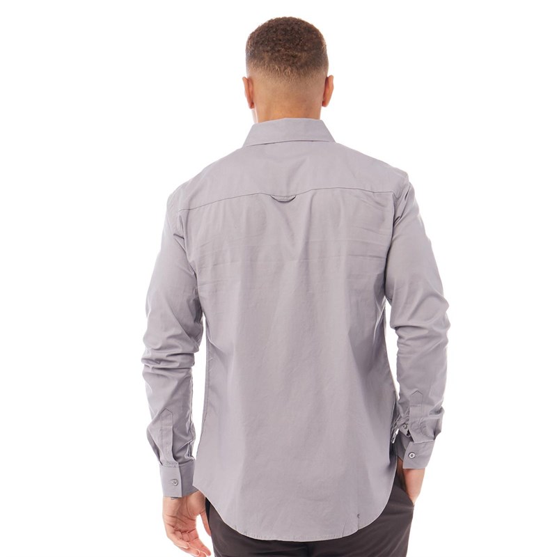 Fluid Mens Muscle Fit Stretch Shirt Grey