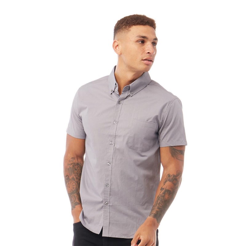 Fluid Mens Muscle Fit Stretch Shirt Grey