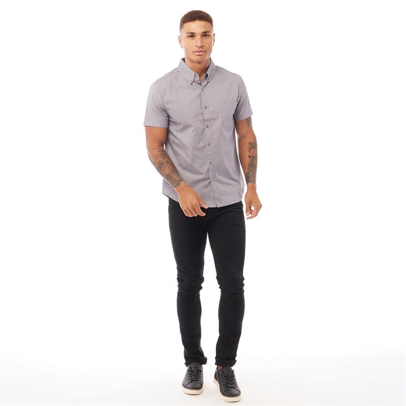 Fluid Mens Muscle Fit Stretch Shirt Grey