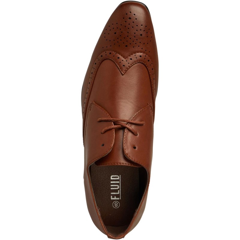 Fluid Mens Wing Tipped Shoes Tan