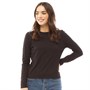 Fluid Womens Scoop Neck Long Sleeve Top Black