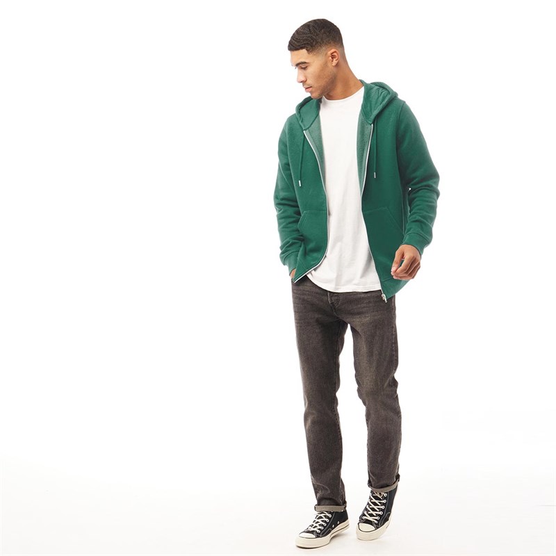 Fluid Męskie Cotton/Recycled Polyester Bluza z Kapturem Morski Zielony