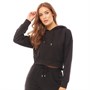 Fluid Womens Cotton/Recycled Polyester Crew Neck Cropped Hoodie Black
