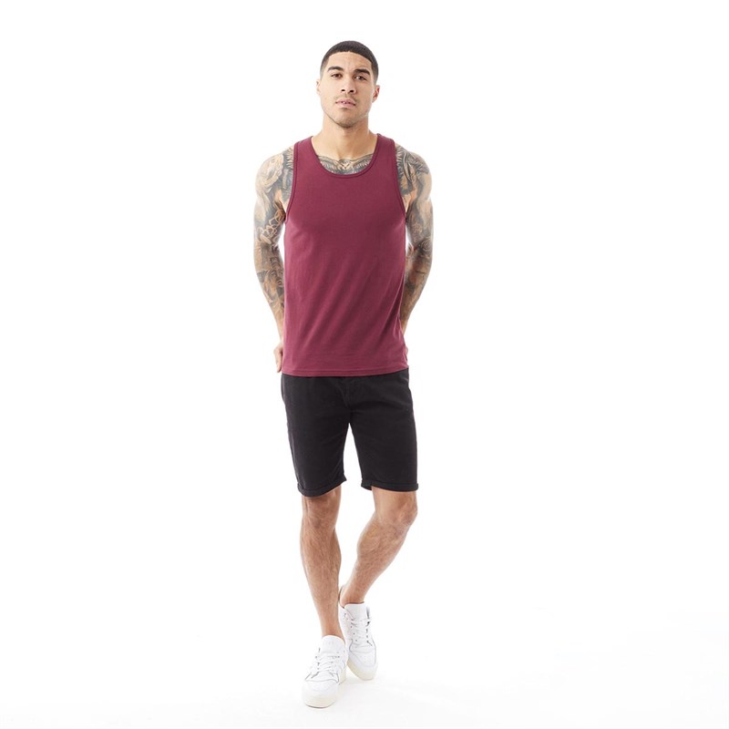 Buy Fluid Mens Plain Muscle Back Vest Tawny Port