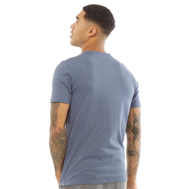 Fluid Herren Slub Henley T-Shirt Verblasstes Indigo