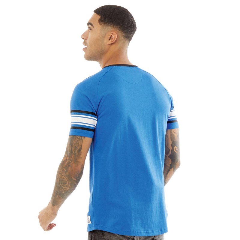 Fluid Mens Sleeve Stripe T-Shirt Strong Blue