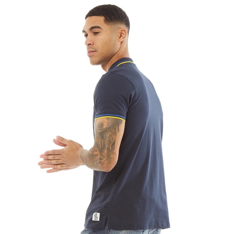 Fluid Mens Tipped Jersey Polo Shirt Navy