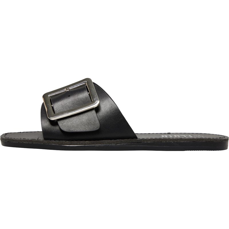 Fluid Womens Buckle Mule Sandals Black