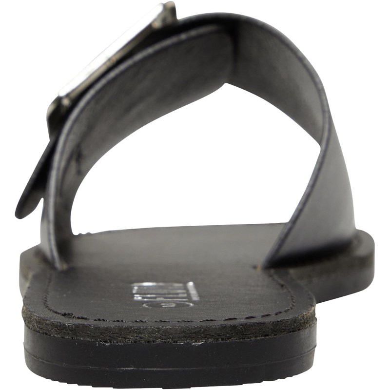 Fluid Womens Buckle Mule Sandals Black