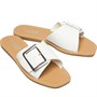 Fluid Womens Buckle Mule Sandals White