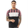 Fluid Mens Striped Top T-Shirt Black/Red Stripe