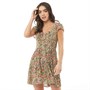 Fluid Womens Printed Button Thgh Smock Dress Green Pink Floral