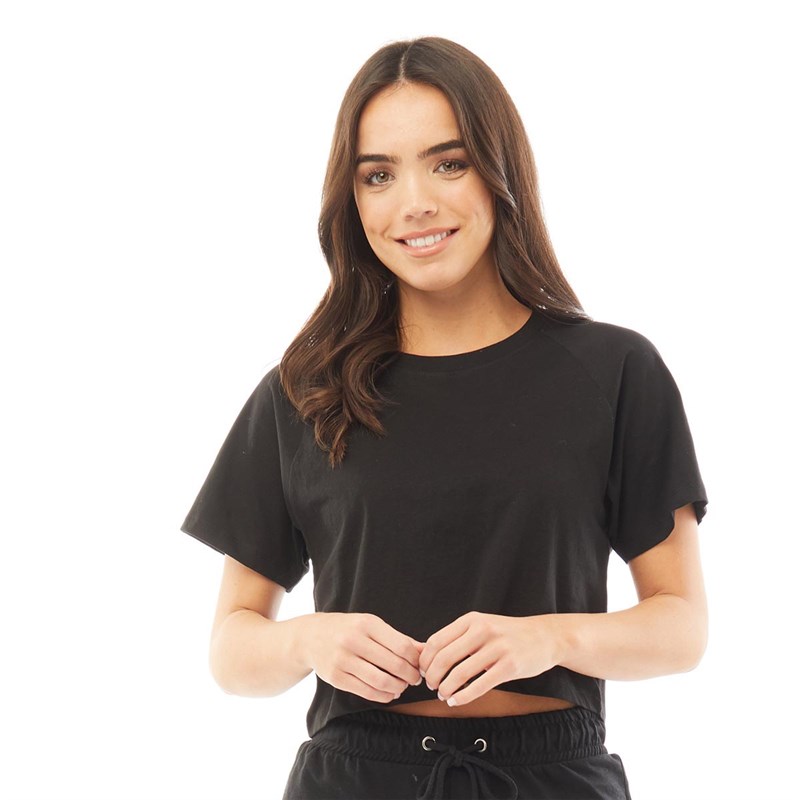 Fluid Womens Crop Raglan T-Shirt Black