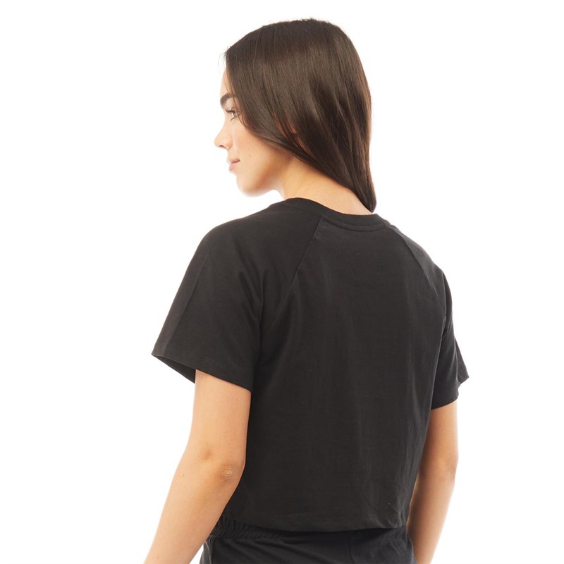 Fluid Womens Crop Raglan T-Shirt Black