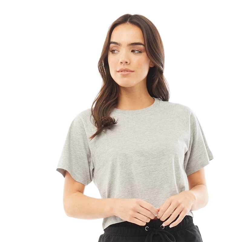Buy Fluid Womens Crop Raglan TShirt Grey Marl