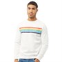 Fluid Mens Striped Chest Fleece Crew Neck Sweatshirt White