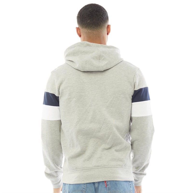 Buy Fluid Mens Stripe Sleeve Fleece Hoodie Grey Marl