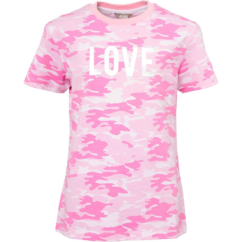 Buy Fluid Junior Girls Camo Print TShirt Pink Camo