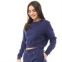 Fluid Womens Cotton/Recycled Polyester Fleece Cropped Crew Neck Sweatshirt Navy