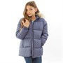 Fluid Junior Faux Fur Trim Hooded Puffer Jacket Blue Indigo