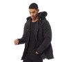 Fluid Mens Faux Fur Trim Parka Jacket Black