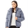 Fluid Womens Hooded Puffer Jacket Denim Blue