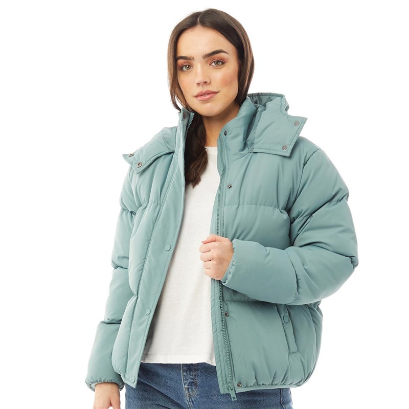 Sage green puffer discount jacket with hood