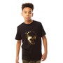 Fluid Junior Foil Skull Print T-Shirt Black/Gold